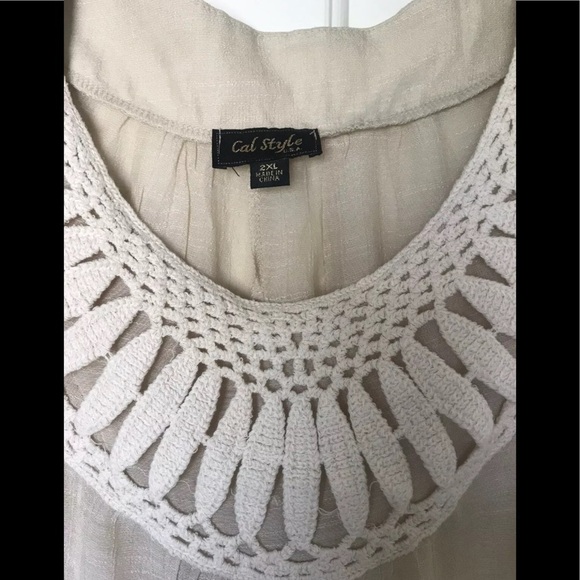 Cal style USA 2XL beige peasant boho top NEW - Picture 2 of 6